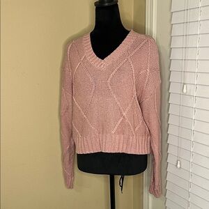 Miami Pink Diamond Knit V-Neck Sweater